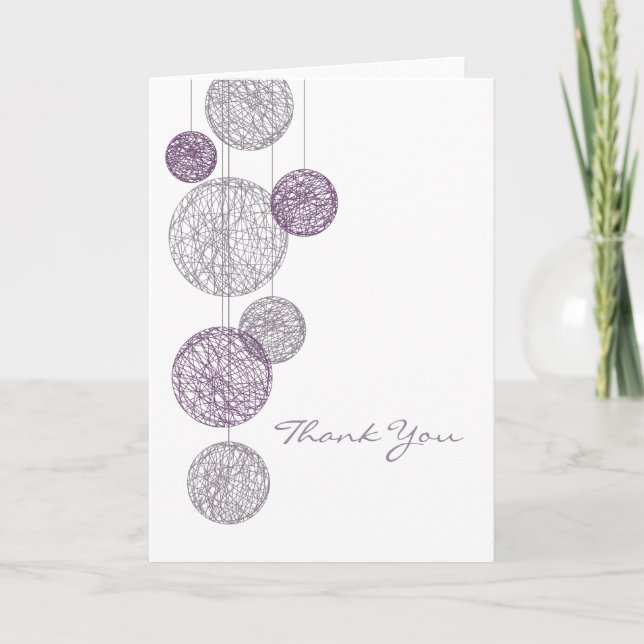 Purple Twine Globes Thank You Card (Front)
