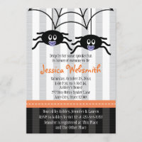 Purple Twins Spider Halloween Baby Shower Invites
