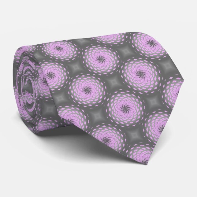 Purple Twirl Pattern Dot Tie (Rolled)