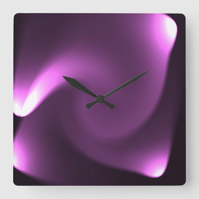 Purple Twirling Lights Square Wall Clock (Front)