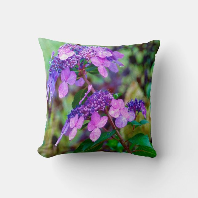 Purple Twist and Shout Hydrangea Flower Cushion (Front)