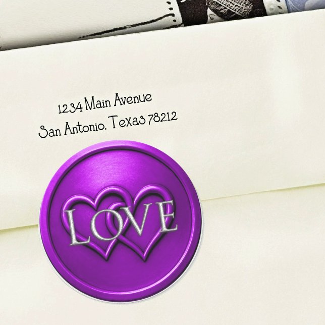 Purple Two Hearts Intertwined Wedding Classic Round Sticker (Creator Uploaded)