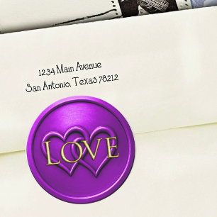 Purple Two Hearts Intertwined Wedding Classic Round Sticker