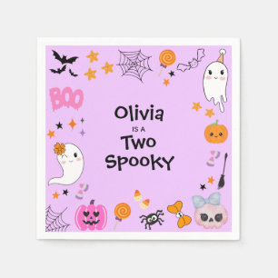 Purple Two Spooky  Cute Halloween 2nd Birthday Napkin