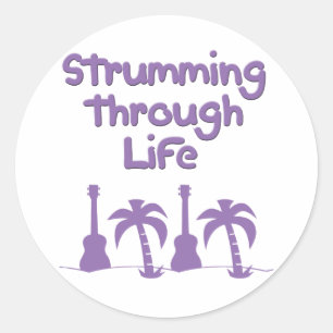 Purple Ukulele hawaiin tropical surf design Classic Round Sticker