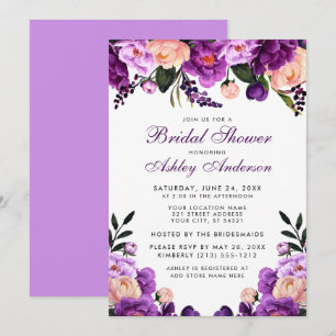 Purple Ultra Violet Floral Bridal Shower Invite V