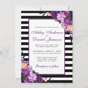 Purple Ultra Violet Floral Wedding Invitation PSS