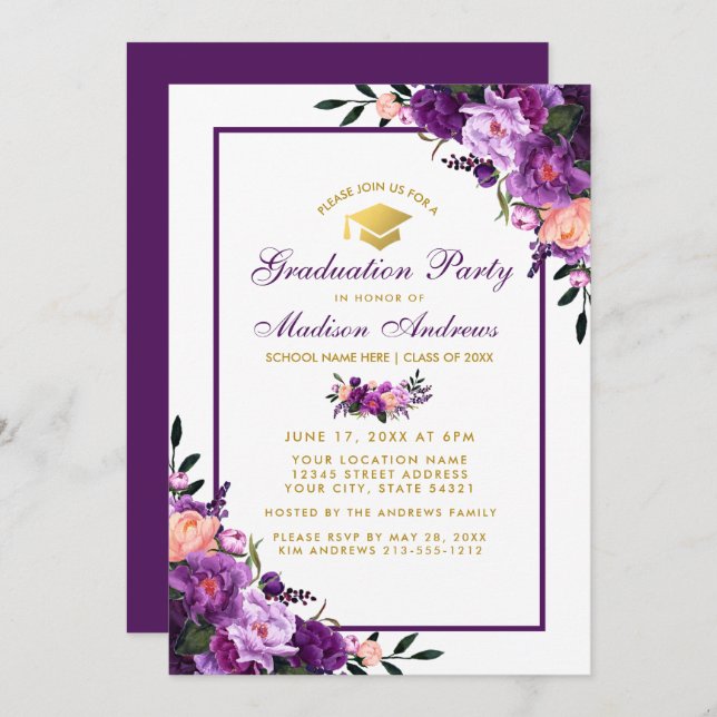 Purple Ultra Violet Graduation Party Invite PFP (Front/Back)