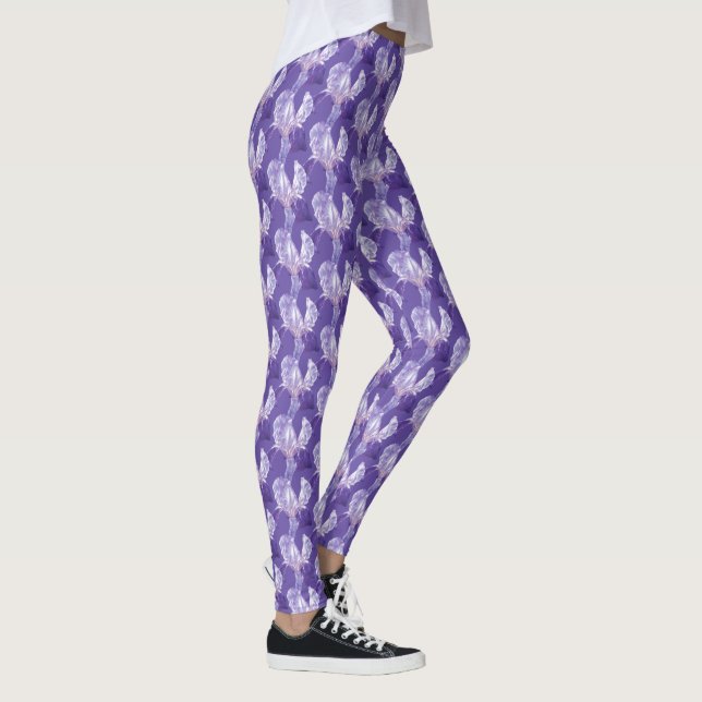 Purple ultra violet iris art pattern leggings (Right)