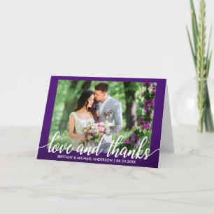 Purple Ultra Violet Wedding Love and Thanks Fold Thank You Card