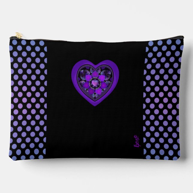 Purple umbrella & hearts .7 accessory pouch (Front)