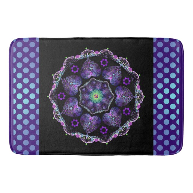 Purple umbrella & hearts .7 bath mat (Front)