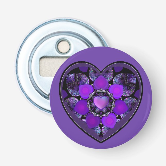 Purple umbrella & hearts .7 bottle opener (Front)
