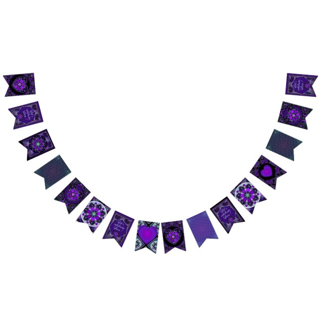 Purple umbrella & hearts .7 bunting  (All)