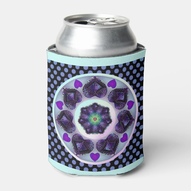 Purple umbrella & hearts .7 can cooler (Can Front)