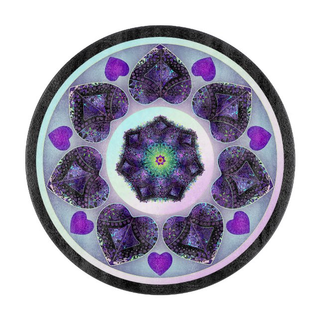 Purple umbrella & hearts .7 cutting board (Front)