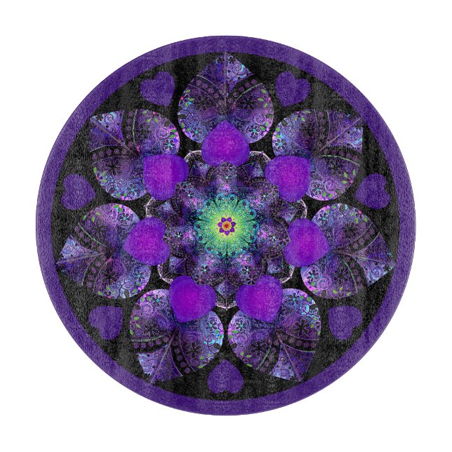 Purple umbrella & hearts .7 cutting board (Front)