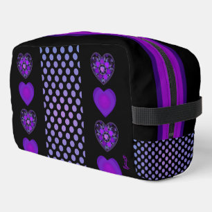 Purple umbrella & hearts .7 dopp kit