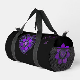 Purple umbrella & hearts .7 duffle bag