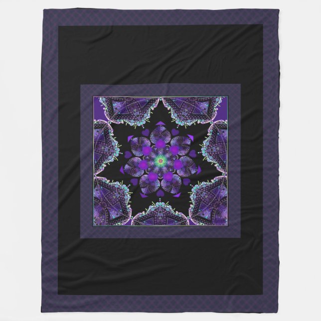 Purple umbrella & hearts .7 fleece blanket (Front)