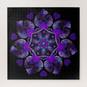 Purple umbrella & hearts .7 jigsaw puzzle