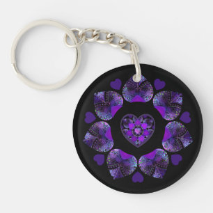 Purple umbrella & hearts .7 key ring