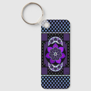 Purple Umbrella & hearts .7 Keychain