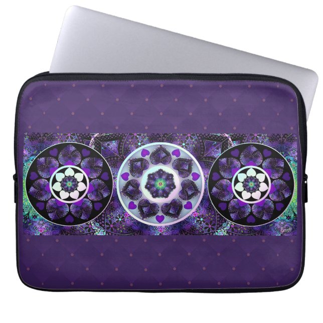 Purple umbrella & hearts .7 laptop sleeve (Front)