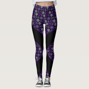 purple umbrella & hearts.7 Leggings