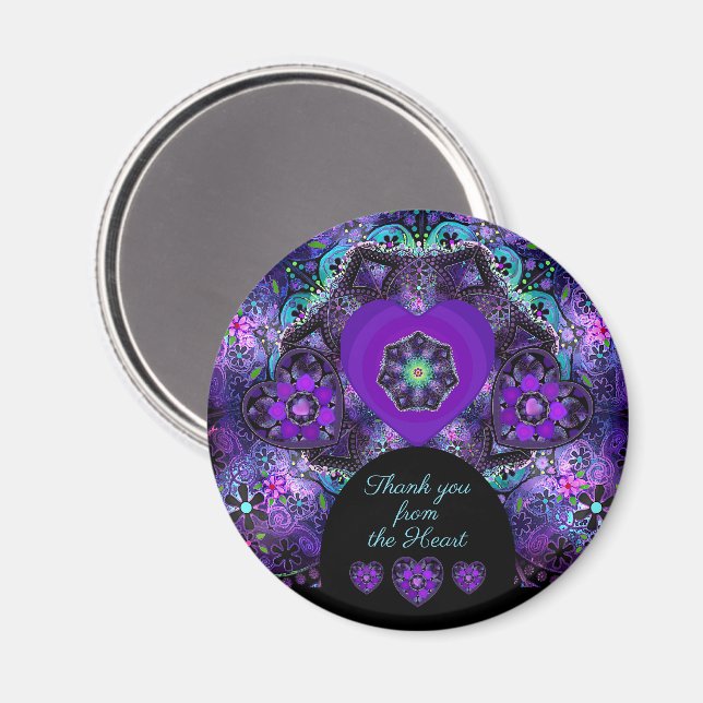 Purple umbrella & hearts .7 magnet (Front/Back)