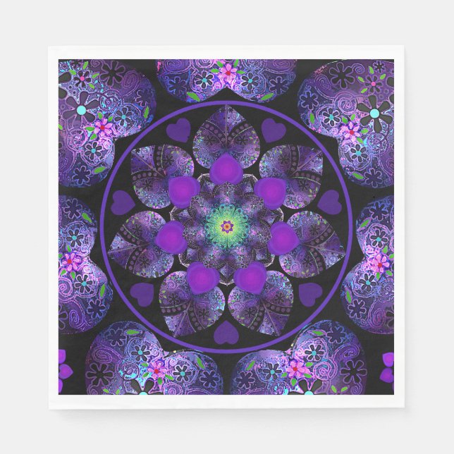 Purple umbrella & hearts.7 napkin (Front)