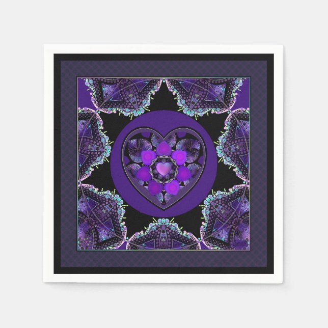 Purple umbrella & hearts .7 napkin (Front)