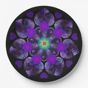 Purple umbrella & hearts .7 paper plate