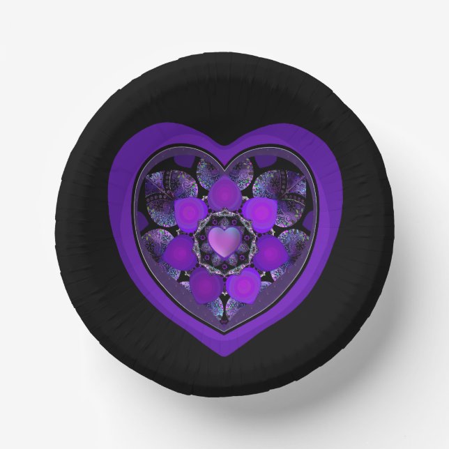 Purple umbrella & hearts .7 paper plate (Front)