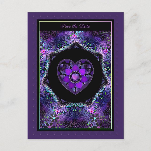 Purple umbrella & Hearts .7 Postcard (Front)