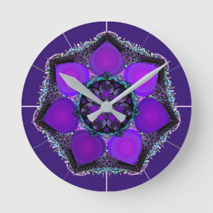 Purple umbrella & hearts .7 round clock