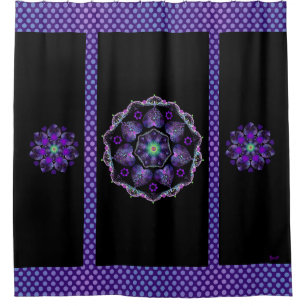 Purple umbrella & hearts .7 shower curtain