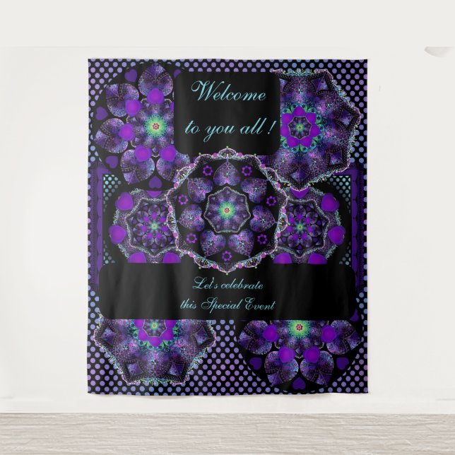 Purple umbrella & hearts .7 tapestry (Front)