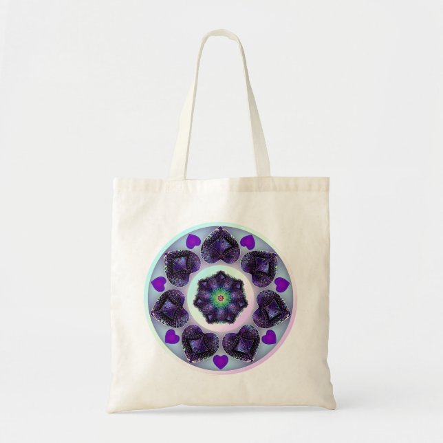 Purple umbrella & hearts .7 tote bag (Front)