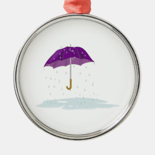 Purple Umbrella in the Rain Metal Tree Decoration