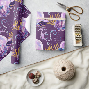 Purple Under the Sea with Glitter  Wrapping Paper