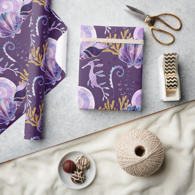 Purple Under the Sea with Glitter  Wrapping Paper (Crafts)
