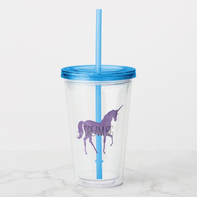Purple Unicorn  Acrylic Tumbler (Front)