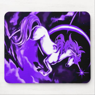 Purple Unicorn Airbrush Art Mouse Pad