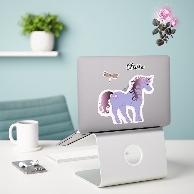 Purple Unicorn and Dragonfly Sticker (Creator Uploaded)