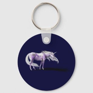 Purple Unicorn Badge Key Ring