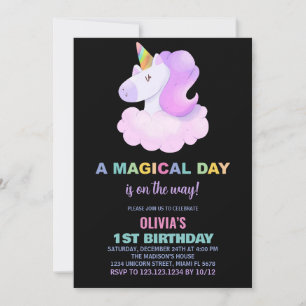 Purple Unicorn Birthday Invitations