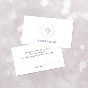 Purple Unicorn Bust Diaper Raffle Enclosure Card