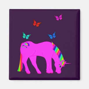 Purple Unicorn & Butterflies Magnet