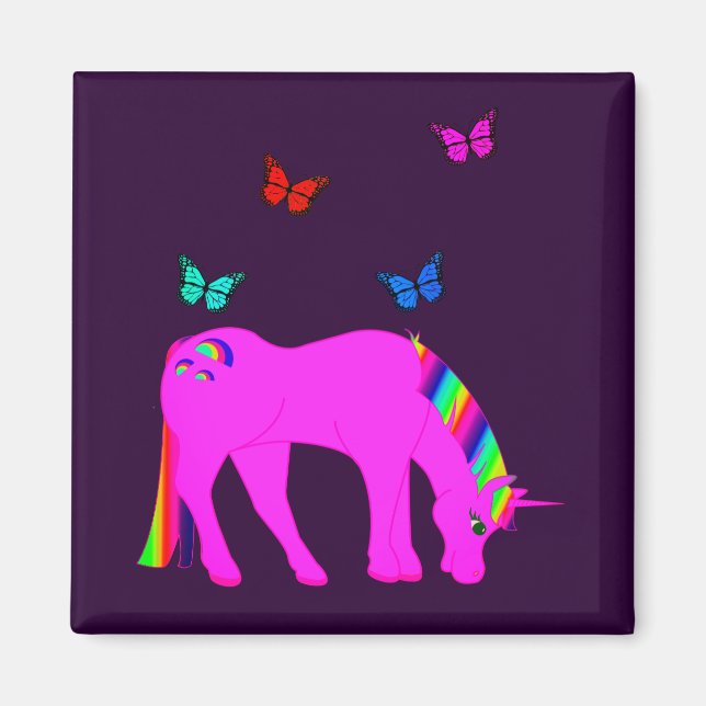 Purple Unicorn & Butterflies Magnet (Front)
